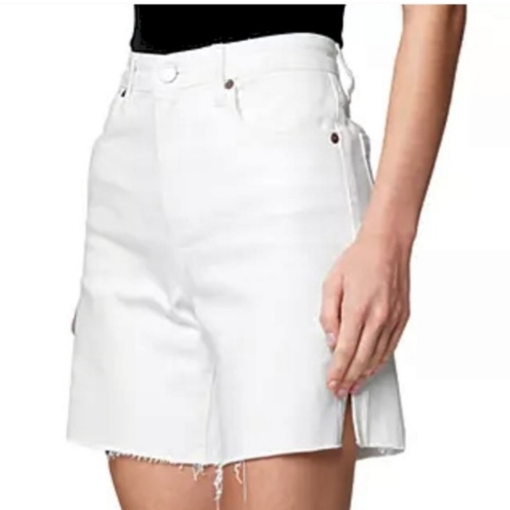 NWT BlankNYC The Warren High Rise Mid Length raw hem shorts, white, Sz 27 - Picture 3 of 8